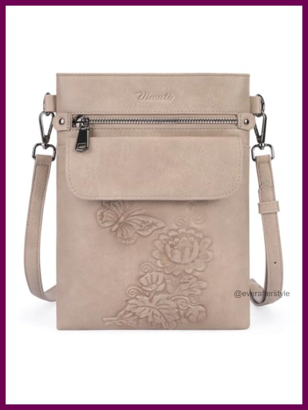 Vegan Leather Small Crossbody Purse Multi Pocket Bag